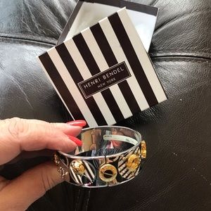 henri bendel Black, White and Gold Decorative Bangle Bracelet